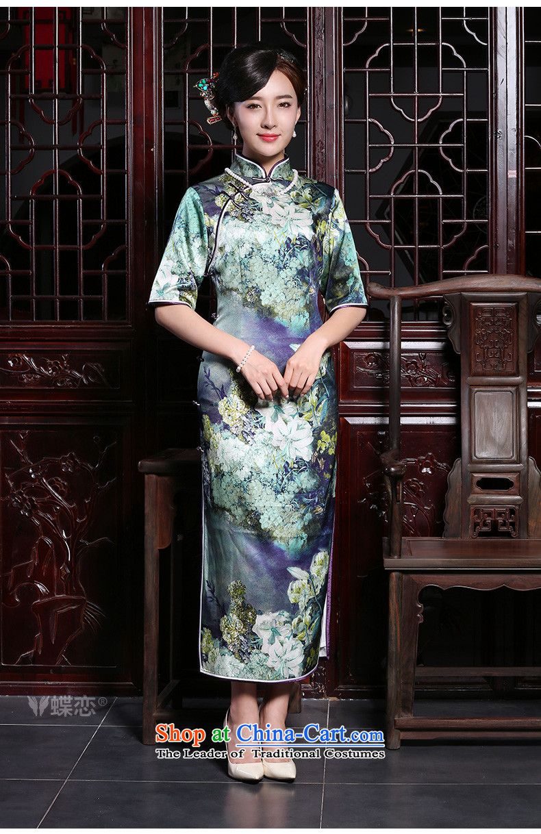 Butterfly Lovers in the autumn of 2015, new cuff retro daily silk cheongsam dress improved stylish long qipao figure L picture, prices, brand platters! The elections are supplied in the national character of distribution, so action, buy now enjoy more preferential! As soon as possible.