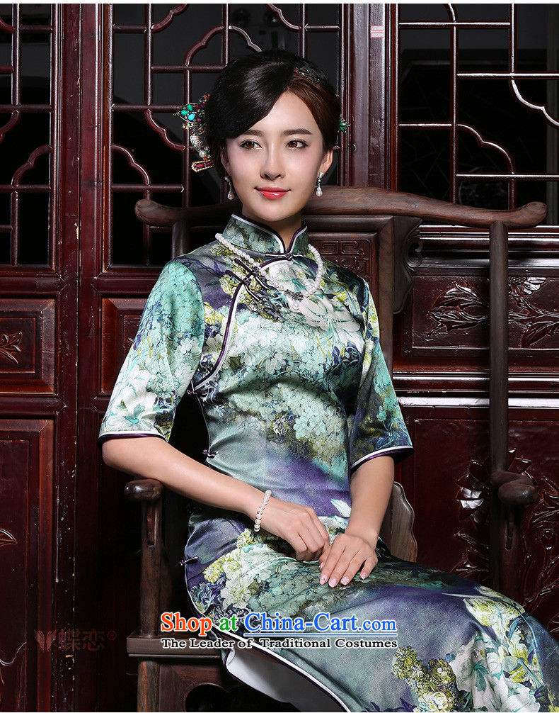 Butterfly Lovers in the autumn of 2015, new cuff retro daily silk cheongsam dress improved stylish long qipao figure L picture, prices, brand platters! The elections are supplied in the national character of distribution, so action, buy now enjoy more preferential! As soon as possible.
