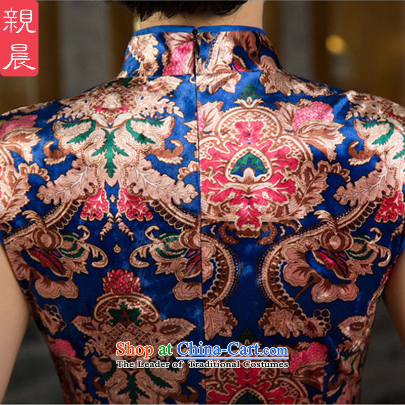 Kim scouring pads mother、Qipao Length, replacing older wedding dress wedding dresses large new autumn 2015 Long - Blue Golden Flower XL, pro-am , , , shopping on the Internet