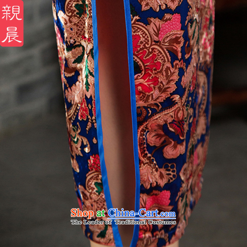 Kim scouring pads mother、Qipao Length, replacing older wedding dress wedding dresses large new autumn 2015 Long - Blue Golden Flower XL, pro-am , , , shopping on the Internet
