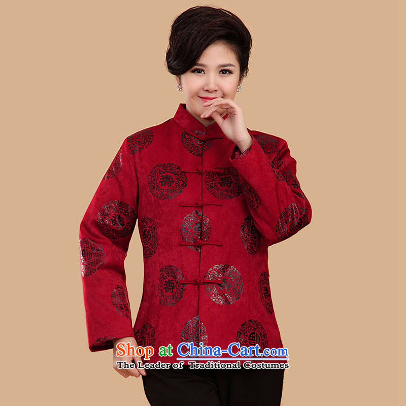 The Cave of the elderly 15 autumn and winter in the new age, Ms. Fu Shou Tang jackets Chinese female cotton coat N0120 Ms. Fu Shou cotton_RED CLIP XL