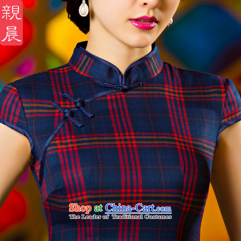 The pro-am daily latticed cheongsam dress short, 2015 new improved retro Sau San video thin large Ms. Qiu short) - Red and black tartan XL, pro-am , , , shopping on the Internet