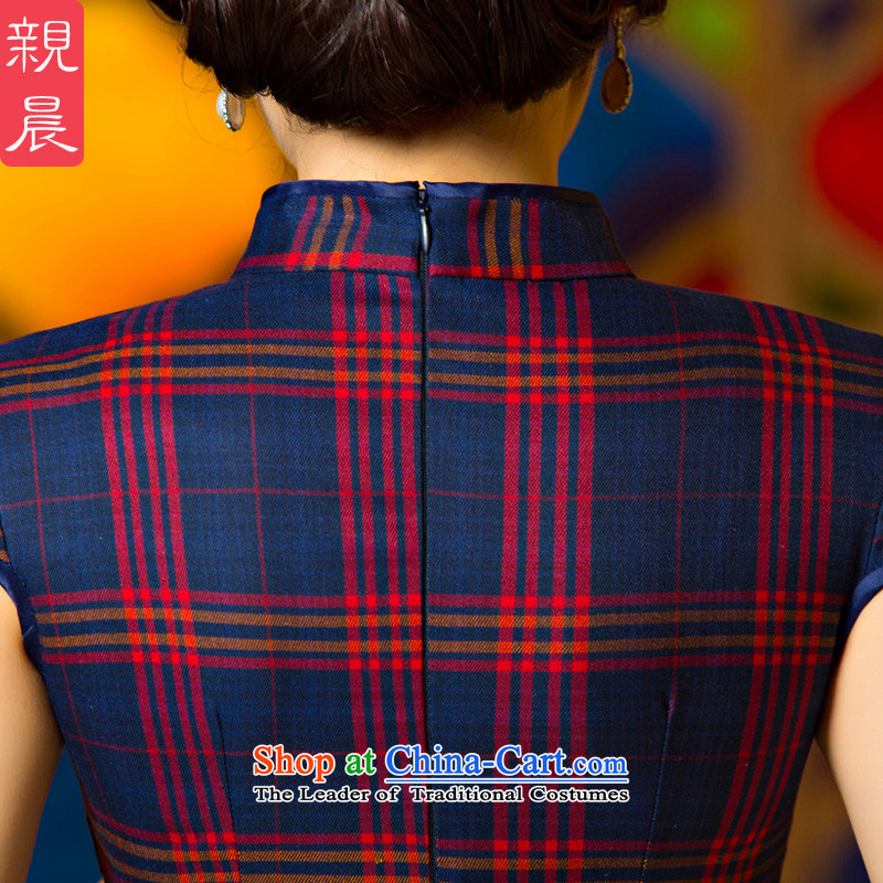 The pro-am daily latticed cheongsam dress short, 2015 new improved retro Sau San video thin large Ms. Qiu short) - Red and black tartan XL, pro-am , , , shopping on the Internet