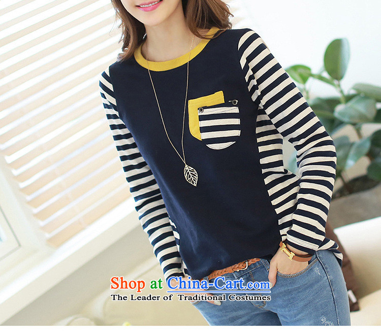 Load New Hamilton Autumn Korea leisure streaks knocked color stitching pure cotton long-sleeved blouses and large-T-shirt dark blue XXL picture, prices, brand platters! The elections are supplied in the national character of distribution, so action, buy now enjoy more preferential! As soon as possible.