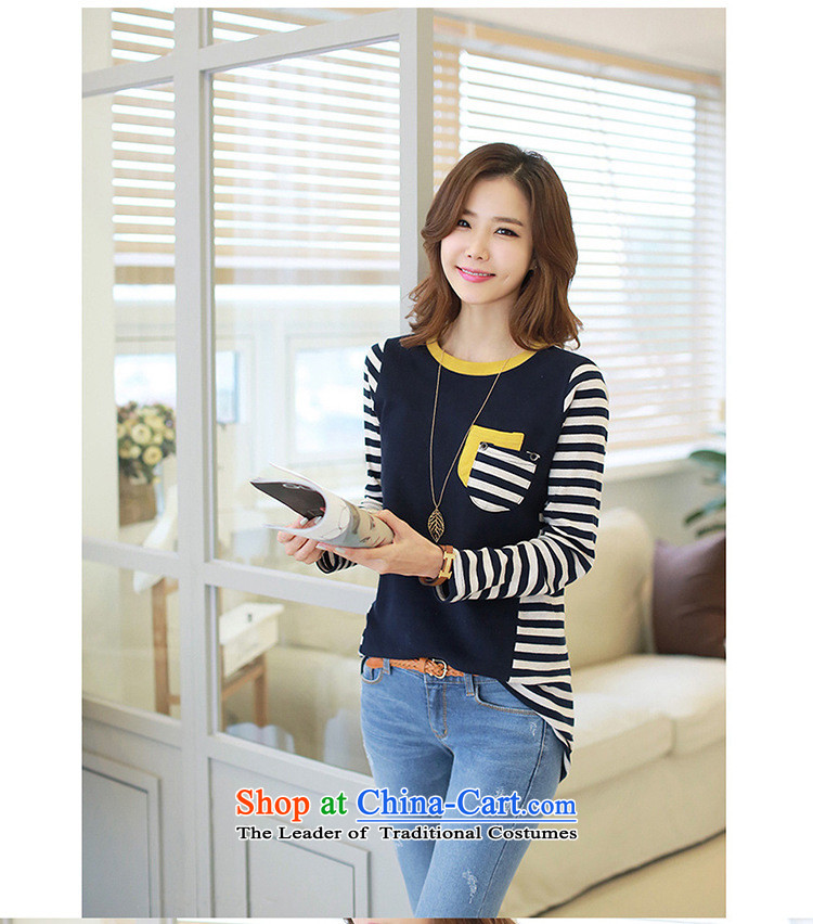 Load New Hamilton Autumn Korea leisure streaks knocked color stitching pure cotton long-sleeved blouses and large-T-shirt dark blue XXL picture, prices, brand platters! The elections are supplied in the national character of distribution, so action, buy now enjoy more preferential! As soon as possible.