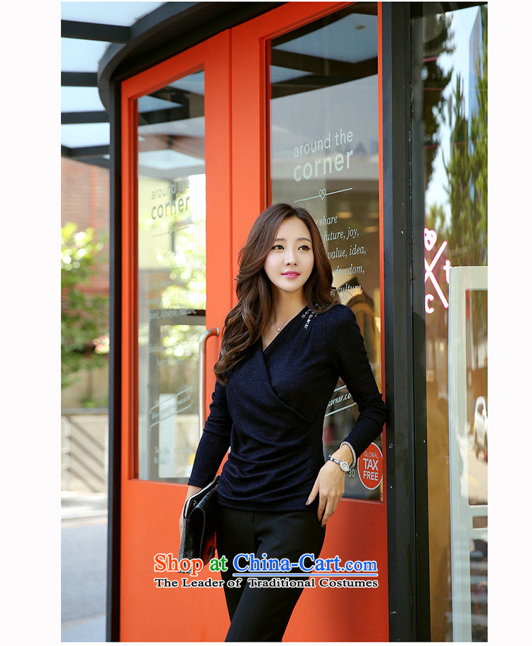 Install the latest Autumn 2015 Hami, Korean Couture fashion, low long-sleeved sexy cross-V-Neck Sweater, forming the women's T-shirt Dark Blue M picture, prices, brand platters! The elections are supplied in the national character of distribution, so action, buy now enjoy more preferential! As soon as possible.