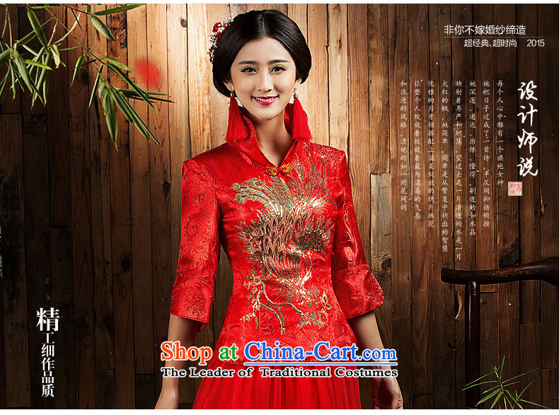 Non-you do not marry 2015 new bride serving Chinese qipao bows improved Spangle Embroidery upscale damask back to door serving a seven-sleeved gown long-sleeved thick elegant Phoenix 5XL) Picture, prices, brand platters! The elections are supplied in the national character of distribution, so action, buy now enjoy more preferential! As soon as possible.