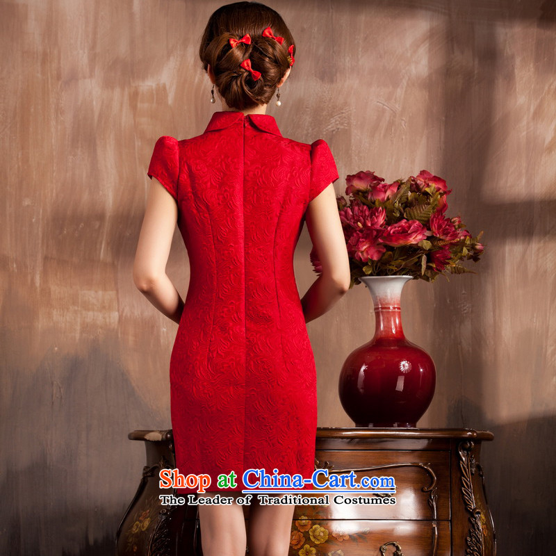 Non-you do not marry 2015 new bride bows serving short-sleeved Sau San Chinese wedding booking lapel temperament dresses red video thin red the lift mast M Non-you do not marry shopping on the Internet has been pressed.