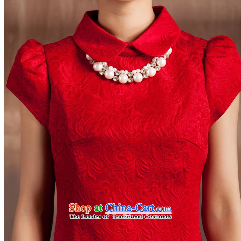 Non-you do not marry 2015 new bride bows serving short-sleeved Sau San Chinese wedding booking lapel temperament dresses red video thin red the lift mast M Non-you do not marry shopping on the Internet has been pressed.