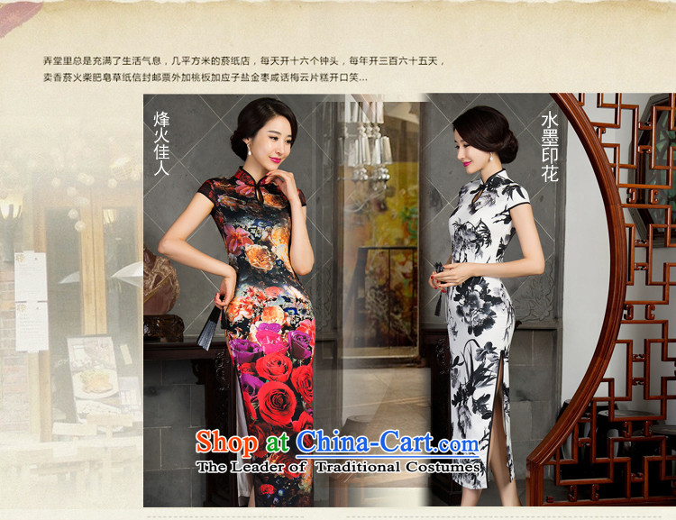 2015 Summer New Stylish retro short-sleeved herbs extract Silk Cheongsam short of female cheongsam dress ink stamp M picture, prices, brand platters! The elections are supplied in the national character of distribution, so action, buy now enjoy more preferential! As soon as possible.
