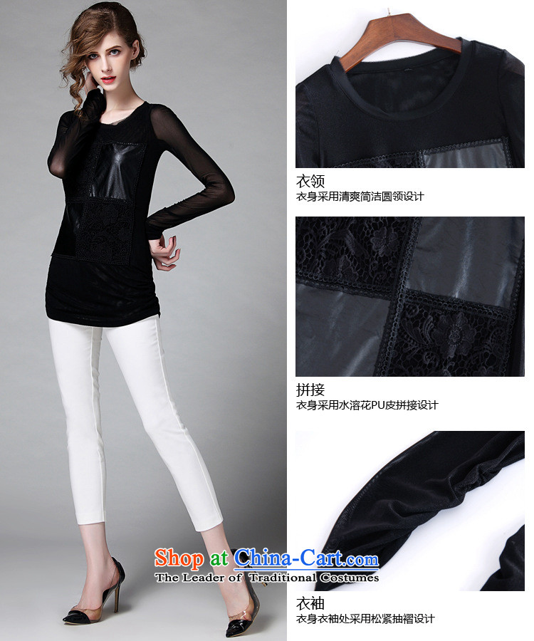 Shop 2015 Ya-ting European Women's early autumn site new gauze water-soluble flower PU stitching graphics thin, forming the Netherlands T-shirt 0910 Appliances black S picture, prices, brand platters! The elections are supplied in the national character of distribution, so action, buy now enjoy more preferential! As soon as possible.