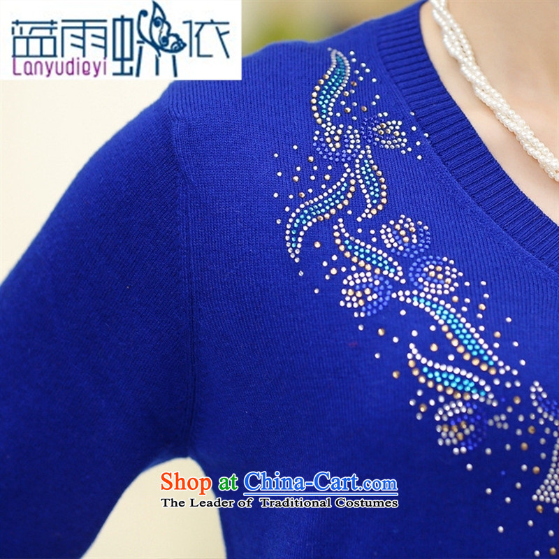 Ya-ting shop in the autumn of older women, new Korean long-sleeved shirt mother forming the loose knitting with Washable Wool V-Neck Sweater female Orange 110, blue rain butterfly according to , , , shopping on the Internet