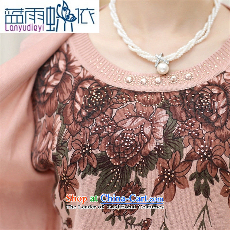 Ya-ting shop 2015 Autumn New) Older women Knitted Shirt middle-aged moms loose leave two Korean girls increasing stamp and color 120 Blue rain butterfly according to , , , shopping on the Internet