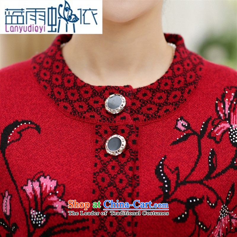 Ya-ting shop in the autumn of the new Elderly Women fall jackets mother knitted blouses flowers grandma stamp Green 115 Blue rain butterfly according to , , , shopping on the Internet