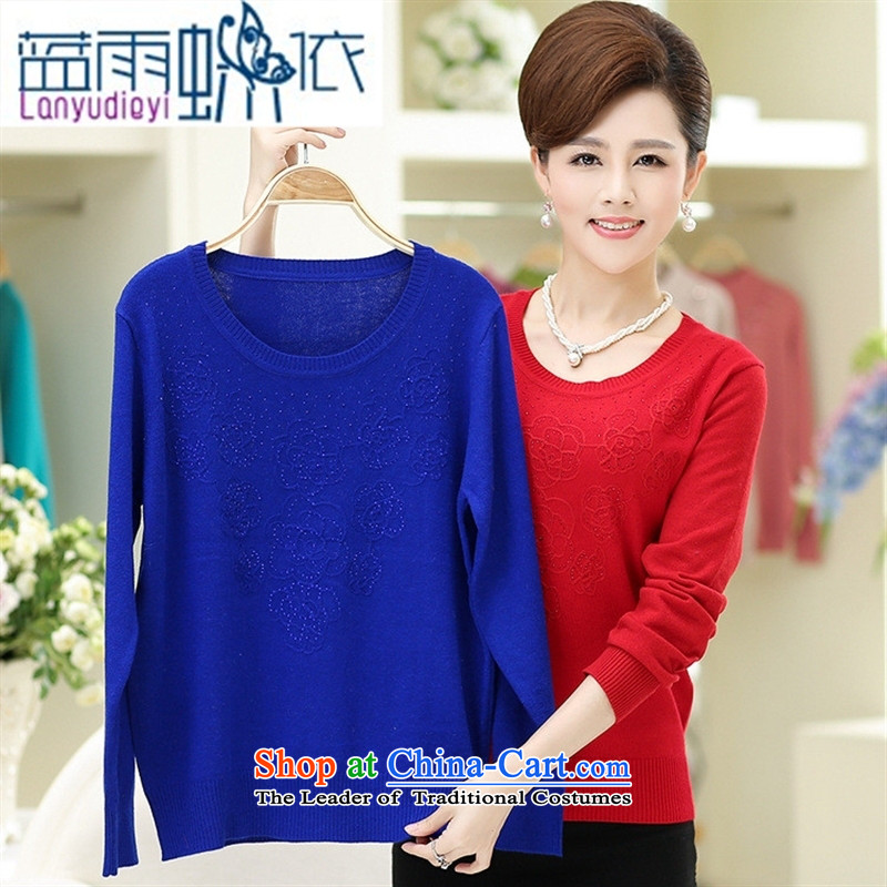 Ya-ting shop in the new 2015 older women with large middle-aged autumn mother long-sleeved T-shirt Sweater Knit-girl Purple Butterfly according to blue rain 120 shopping on the Internet has been pressed.