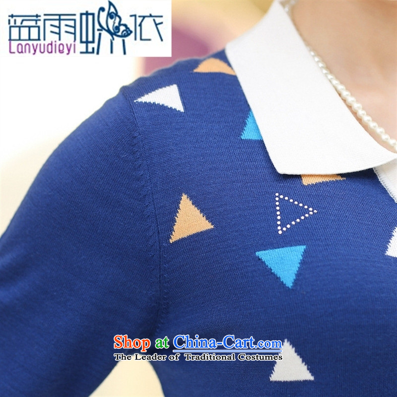 Ya-ting shop in the new 2015 older women's long-sleeved lapel Knitted Shirt with boxed loose mother autumn forming the T-shirt sweater female Orange 110, blue rain butterfly according to , , , shopping on the Internet