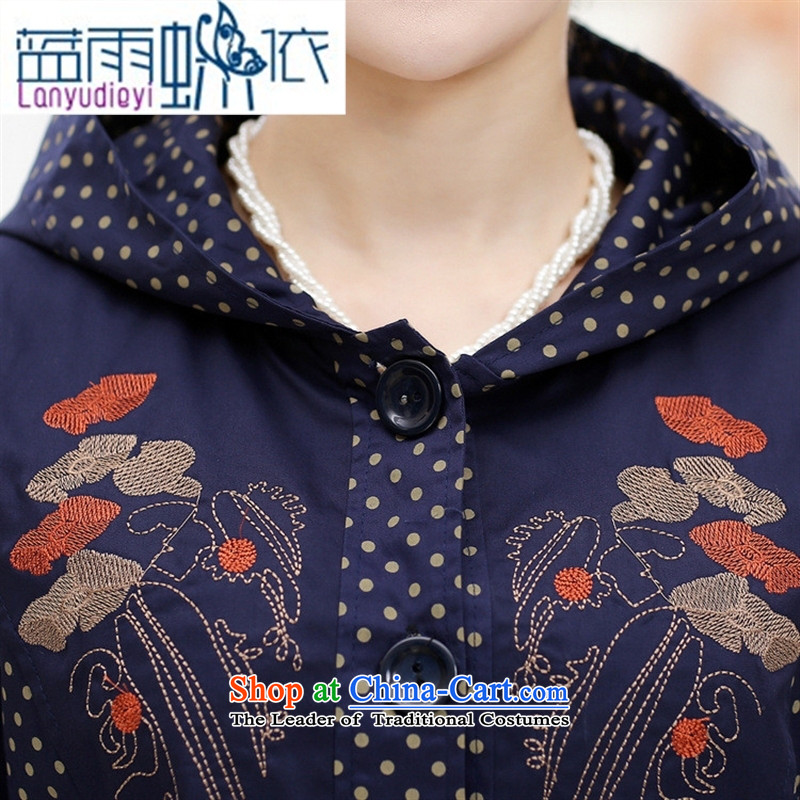 Ya-ting shop hot fall inside the new mother with long-sleeved dot cotton jacket in older women's Hoodie large blue XL, blue rain butterfly according to , , , shopping on the Internet