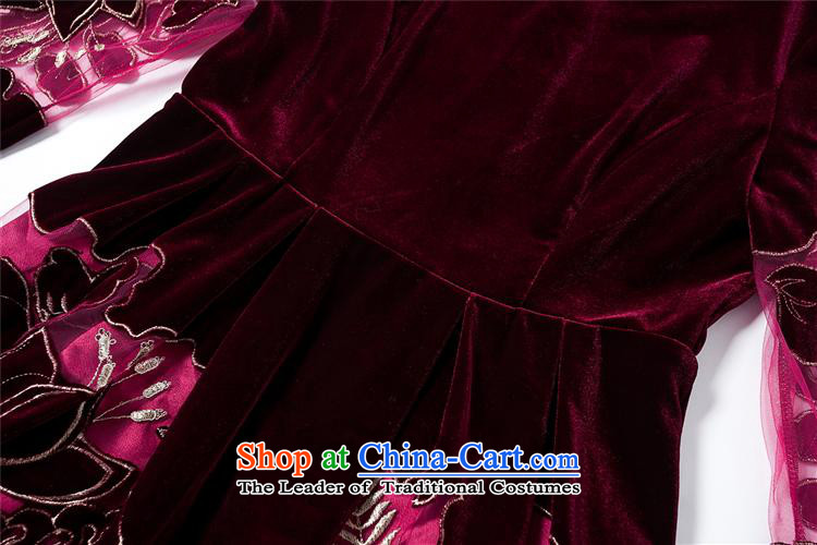 Ya-ting shop with new moms autumn replacing embroidery embroidered dress Korean high-end temperament of older Kim scouring pads long-sleeved dresses, wine red XXL picture, prices, brand platters! The elections are supplied in the national character of distribution, so action, buy now enjoy more preferential! As soon as possible.