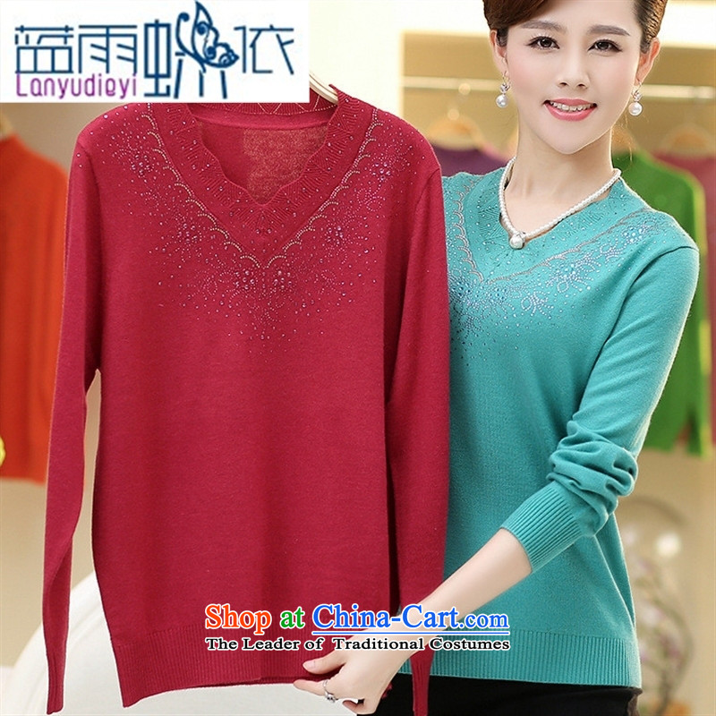 Ya-ting shops fall to the new liberal larger female thick mother thick grandma knitted shirts wool sweater girl and forming the shirt color 110, blue rain butterfly according to , , , shopping on the Internet