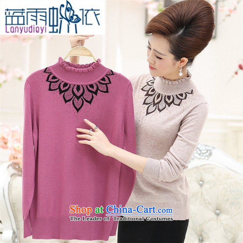 Ya-ting shop in older women fleece mother load large hedge sweater fungus for Knitted Shirt of older persons in the red woolen sweater thick blue rain butterfly to 115 shopping on the Internet has been pressed.