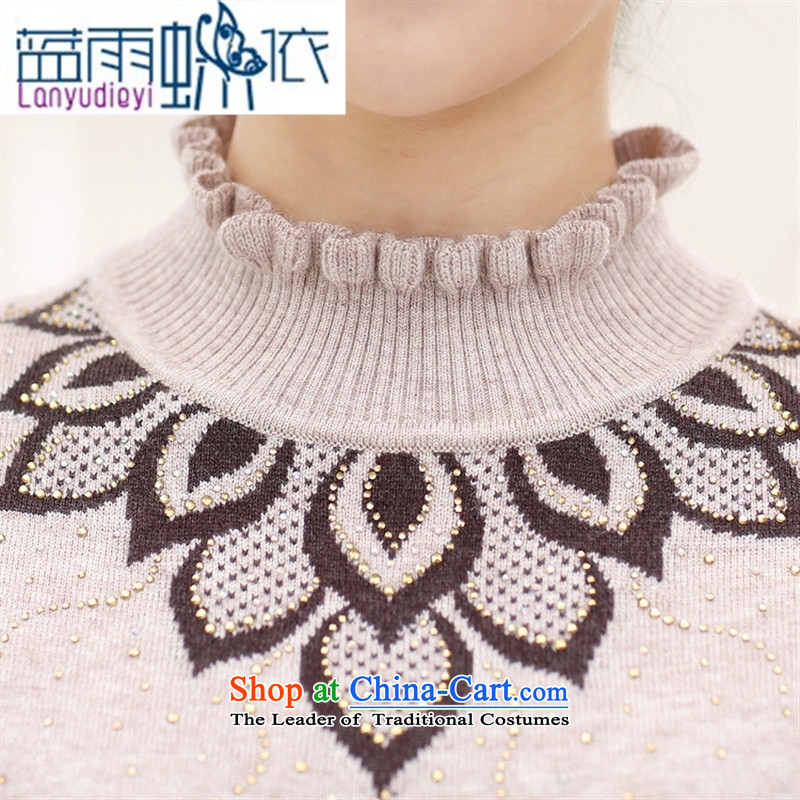 Ya-ting shop in older women fleece mother load large hedge sweater fungus for Knitted Shirt of older persons in the red woolen sweater thick blue rain butterfly to 115 shopping on the Internet has been pressed.