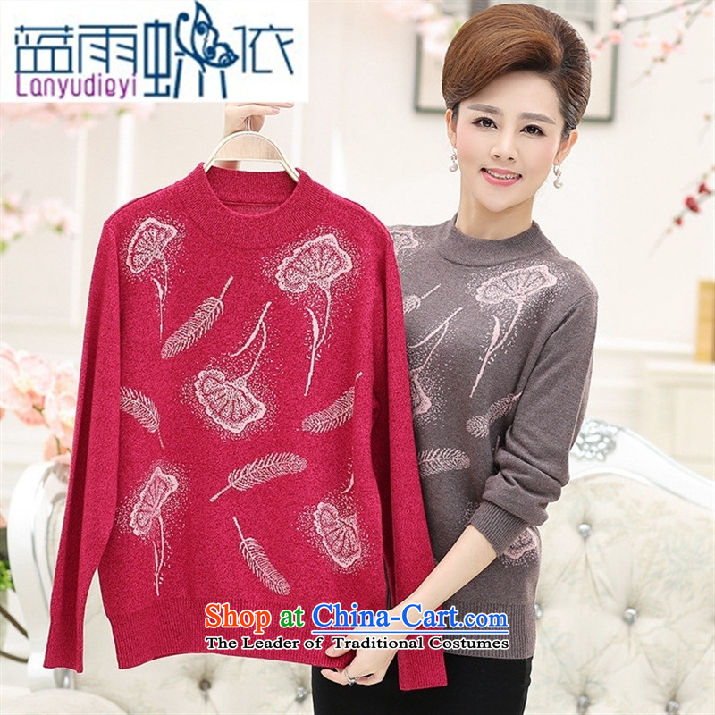 Ya-ting shop autumn and winter new thickening of older persons in the larger mother load sweater Cashmere wool Knitted Shirt, forming the hedging of red 115, sweater blue rain butterfly according to , , , shopping on the Internet
