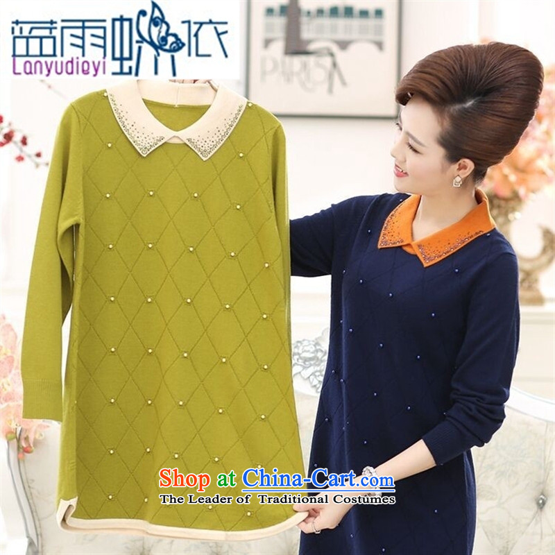 Ya-ting shop in older women for Winter Sweater middle-aged moms with skirt in long long-sleeved dolls, forming the basis for Knitted Shirt yellow butterflies in 115 Blue rain shopping on the Internet has been pressed.