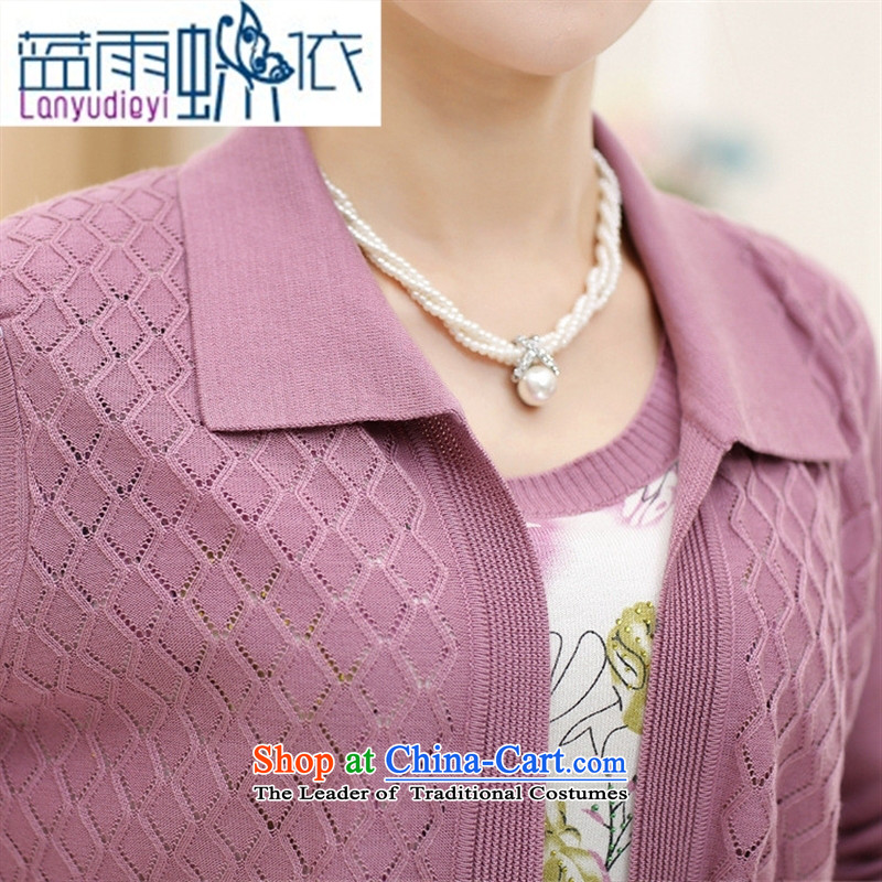 Ya-ting shop 2015 Autumn New) Older women won version stamp nail pearl two kits Knitted Shirt larger Mother Women's clothes Green 115 Blue rain butterfly according to , , , shopping on the Internet