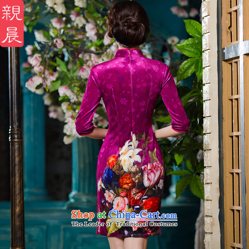The elderly in 2015 new load mother autumn wedding dress large cheongsam dress SHORT SLEEVES) scouring pads cheongsam picture color Kim 3XL, pro-am , , , shopping on the Internet