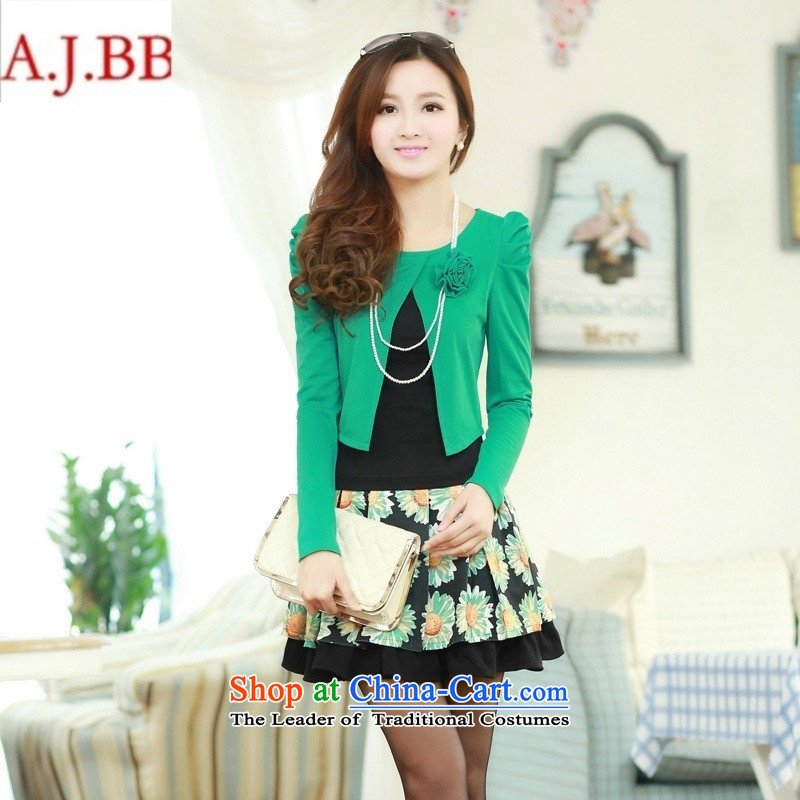 Orange Tysan *2015 autumn new for women Korean fashion bubble sleeved shirt Plaid Short skirt the breastfeeding period two kits with necklaces green (with necklaces) L,A.J.BB,,, shopping on the Internet