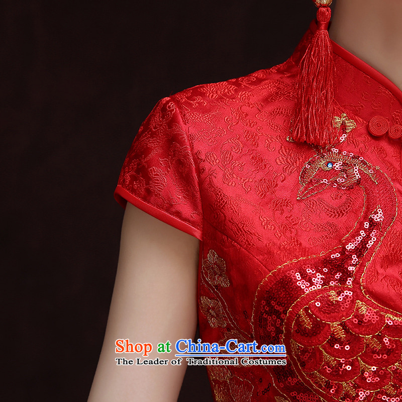 Short of qipao retro collar qipao marriages fall 2015 Sau San bows of Chinese qipao gown etiquette roving entertainment services red XL, Syria has been pressed time shopping on the Internet