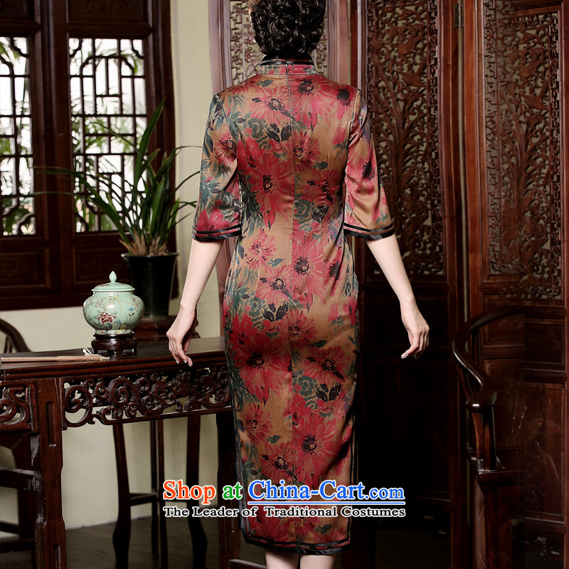 The fall of the new seal cloud of incense in Uganda, Retro elegant qipao long Silk Cheongsam boards in cuff dresses picture color XL, seal decreased by , , , shopping on the Internet