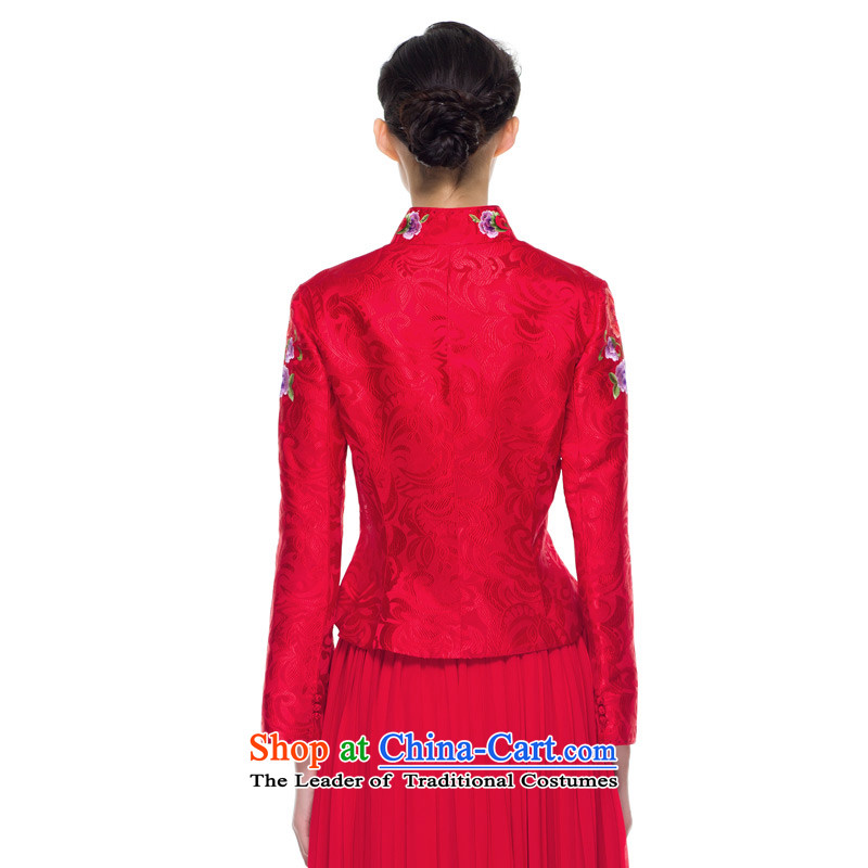 The 2015 autumn wood really new flower pattern embroidery brides seawater auspicious marriage services 43270 T-shirt 04 deep red wood really a , , , Xxl(a), shopping on the Internet