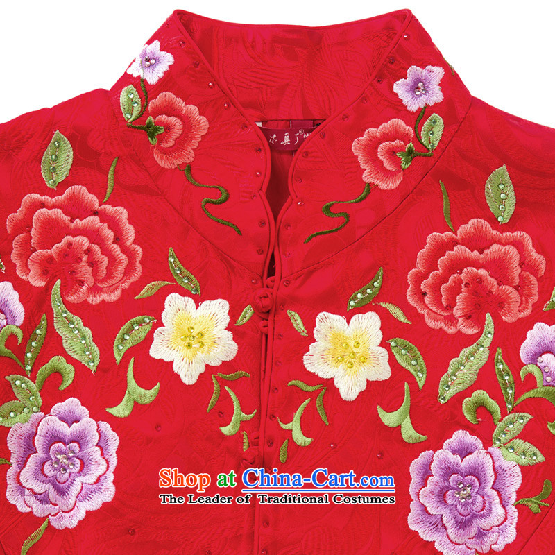 The 2015 autumn wood really new flower pattern embroidery brides seawater auspicious marriage services 43270 T-shirt 04 deep red wood really a , , , Xxl(a), shopping on the Internet