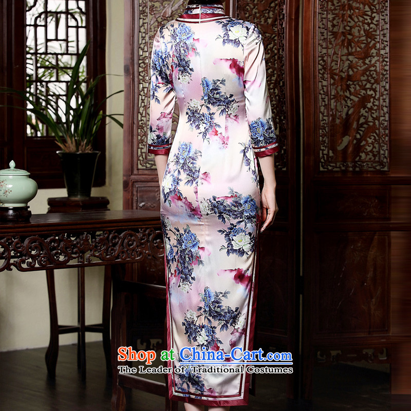 Seal of the fall of the forklift truck new high-long Silk Cheongsam Heavy Industry 7 cuff manually drive improved cheongsam dress photo-color S seal decreased by , , , shopping on the Internet