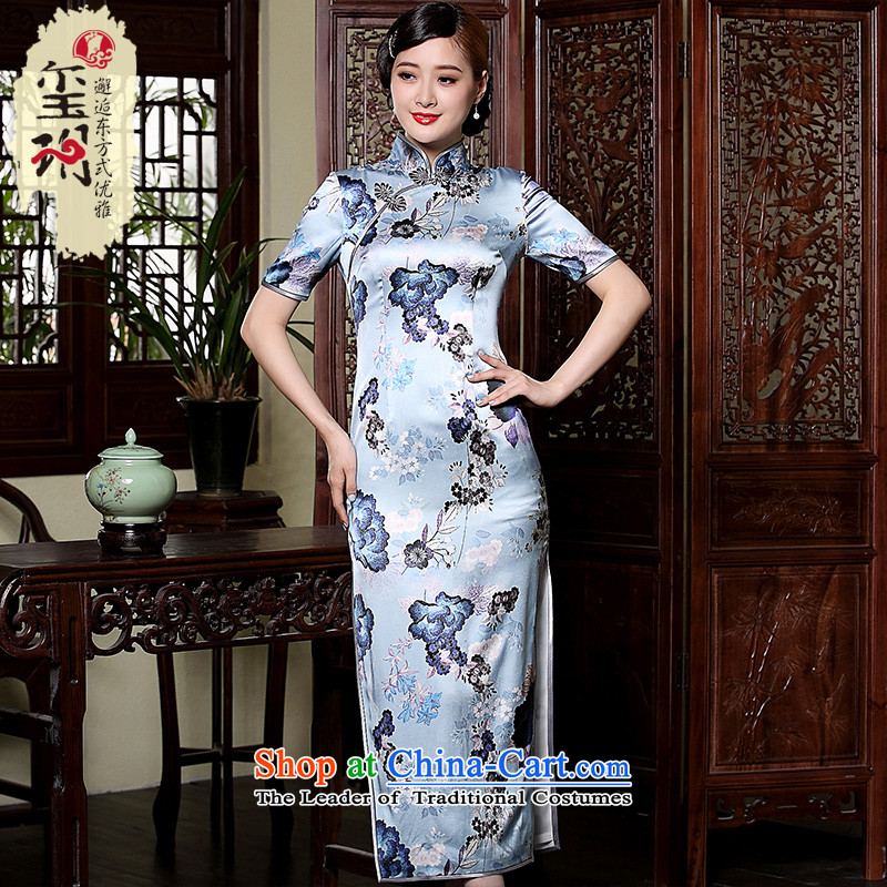 Seal of new autumn 2015 heavyweight silk improved-long qipao gown elegant reminiscent of the dresses picture color?XXL