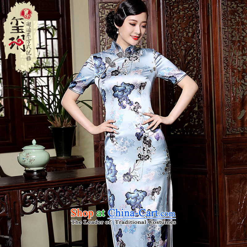Seal of new autumn 2015 heavyweight silk improved-long qipao gown elegant reminiscent of the dresses picture color XXL, seal decreased by , , , shopping on the Internet