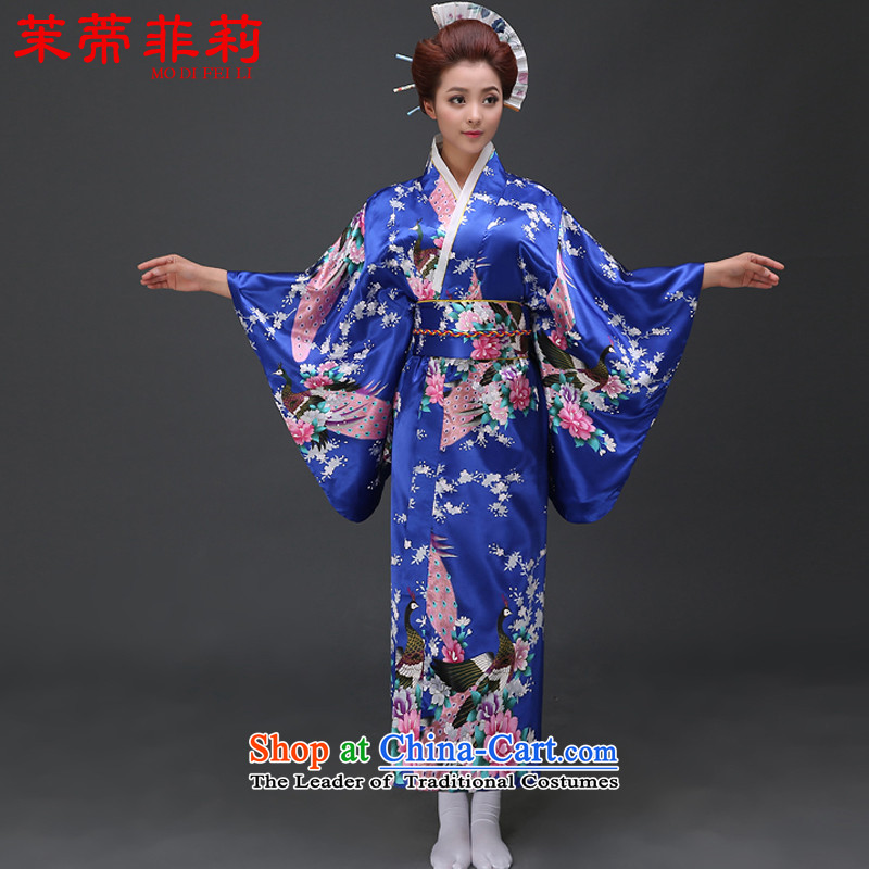 Energy Tifi Li female Japanese kimono are long, improvement of traditional kimono animated photo album will female blue?L