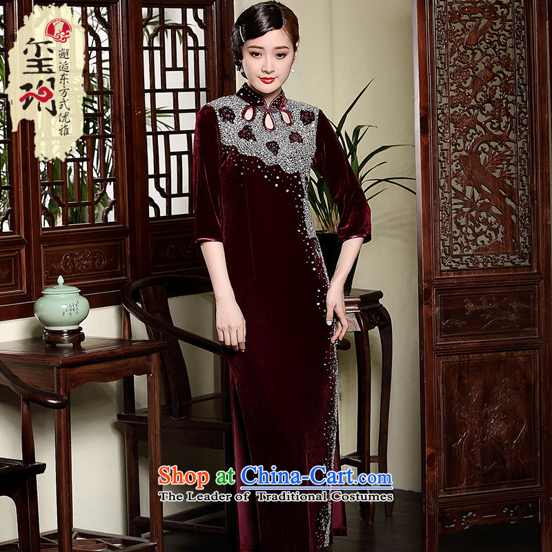 The Seal of autumn and winter new plush elegant qipao length of retro manually staple in the Pearl River Delta, Ms. Mama dress cuff purple M seal decreased by , , , shopping on the Internet