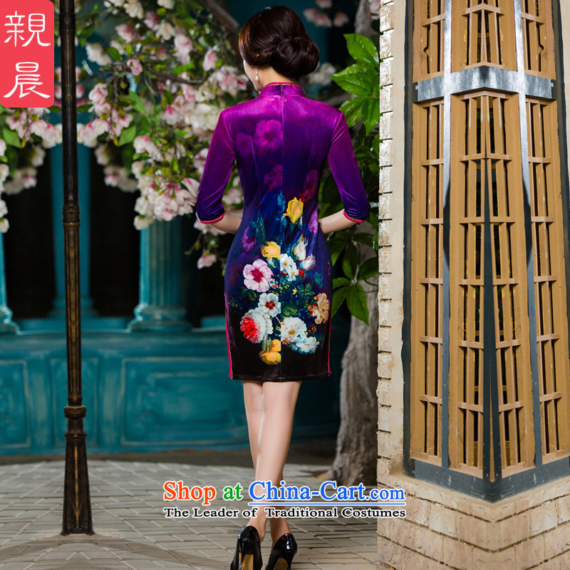 The wedding-dress in mother Kim scouring pads cheongsam dress older 2015 new upscale autumn wedding in replacing the sleeves in the skirt short-sleeved 3XL-- aubergine ten days of shipment, the pro-am , , , shopping on the Internet