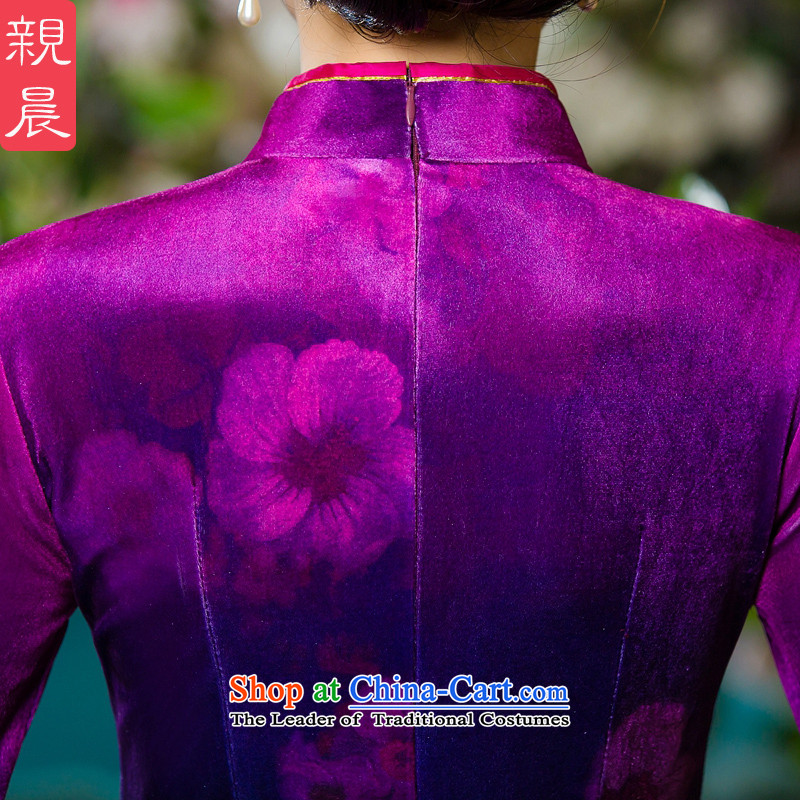 The wedding-dress in mother Kim scouring pads cheongsam dress older 2015 new upscale autumn wedding in replacing the sleeves in the skirt short-sleeved 3XL-- aubergine ten days of shipment, the pro-am , , , shopping on the Internet