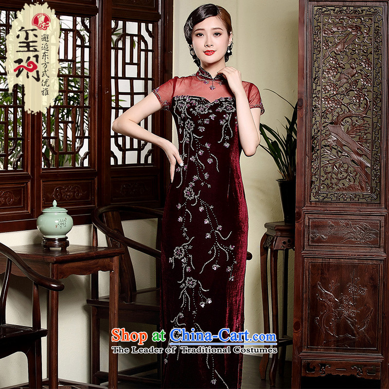 The fall of the new seal scouring pads manually staple-ju long qipao gown mother improved elegant reminiscent of the dresses purple XXL, seal decreased by , , , shopping on the Internet