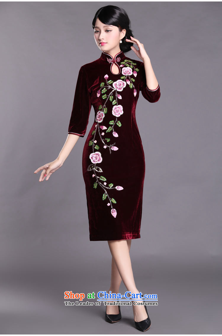 Joe was aristocratic Kim Choo skirt gathering scouring pads cheongsam dress in long-sleeved red wine SRDZ004 XL Photo, prices, brand platters! The elections are supplied in the national character of distribution, so action, buy now enjoy more preferential! As soon as possible.