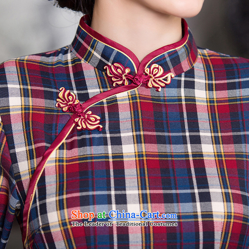 Mr YUEN of Circular 2015 new grid with retro style qipao autumn cheongsam dress in new cuff improved cheongsam dress QD100 lattices , L, YUAN YUAN of SU) , , , shopping on the Internet