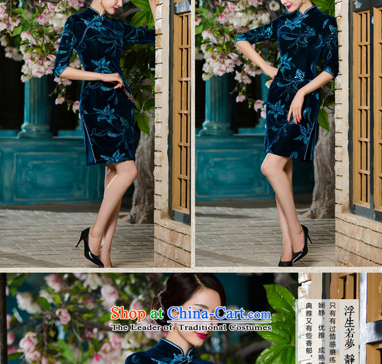 Kim In older mother velvet cheongsam with 2015 new fall short of upscale dresses in the wedding-dress code in large cuff short-sleeved blue green did not consider the ten days shipment picture, prices, brand platters! The elections are supplied in the national character of distribution, so action, buy now enjoy more preferential! As soon as possible.