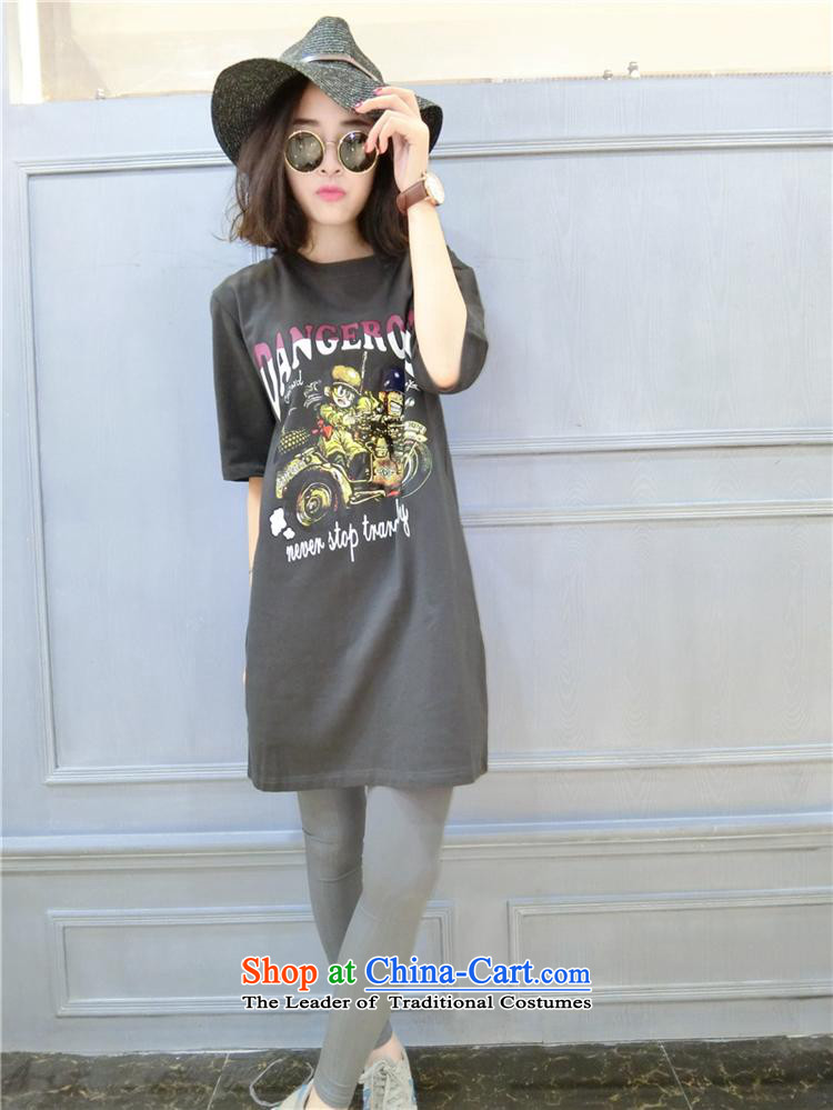 Ya-ting Shop Boxed new autumn 2015 Korean version of T-shirts, cuff round-neck collar loose long cartoon figure forming the Pure cotton T-shirts are black code pictures, prices, brand platters! The elections are supplied in the national character of distribution, so action, buy now enjoy more preferential! As soon as possible.