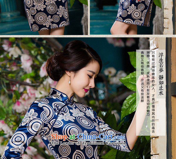 In mother Kim scouring pads qipao older dresses 2015 new fall in the larger cuff wedding dress wedding in short-sleeved blue) , the price and the picture 2XL brand platters! The elections are supplied in the national character of distribution, so action, buy now enjoy more preferential! As soon as possible.