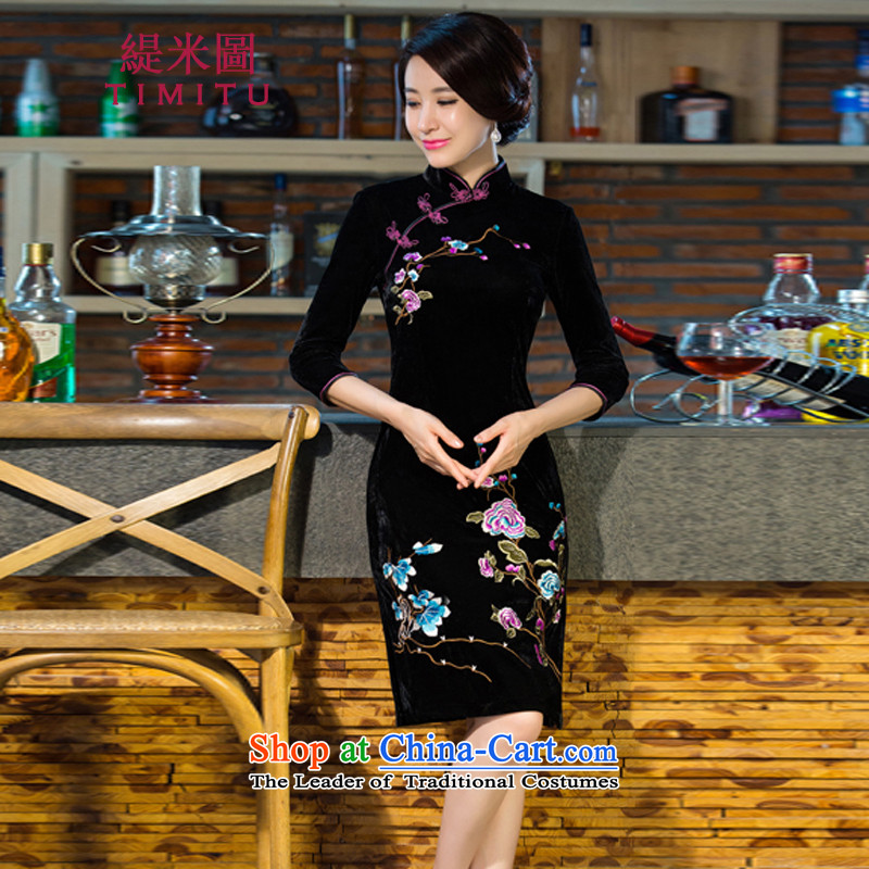 Economy figure for autumn and winter 2015 new moms with scouring pads in the skirt qipao Kim sleeve length) Improved retro wedding green M economy (TIMITU) , , , shopping on the Internet