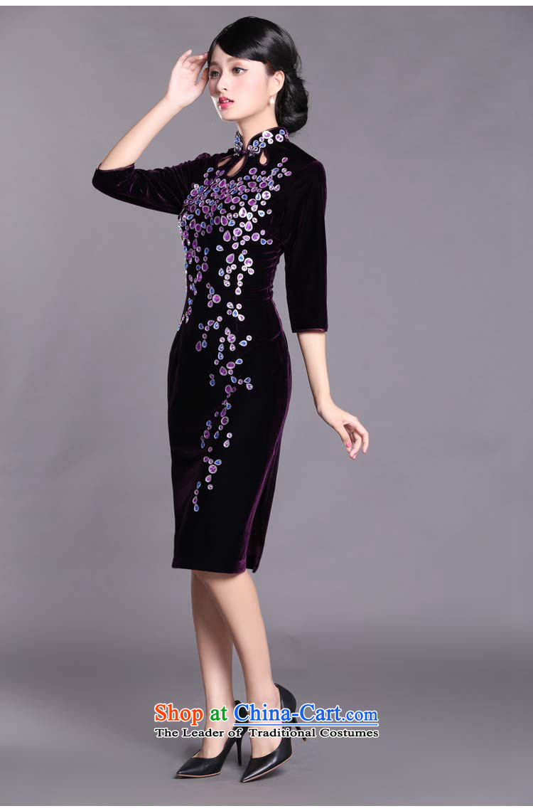 Wedding mother Kim Choo skirt gathering scouring pads cheongsam dress in long sleeves in purple SRDZ010 L picture, prices, brand platters! The elections are supplied in the national character of distribution, so action, buy now enjoy more preferential! As soon as possible.