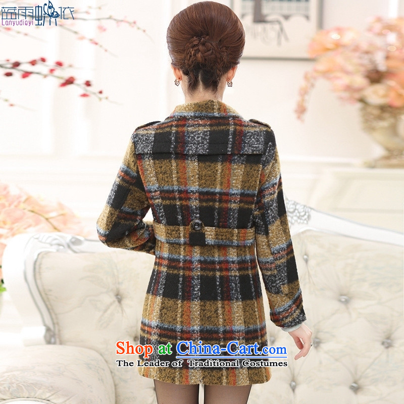 The elderly in the autumn and winter female cardigan jacket thick xl grid for winter load mother coat yellow XXL, gross? blue rain butterfly according to , , , shopping on the Internet